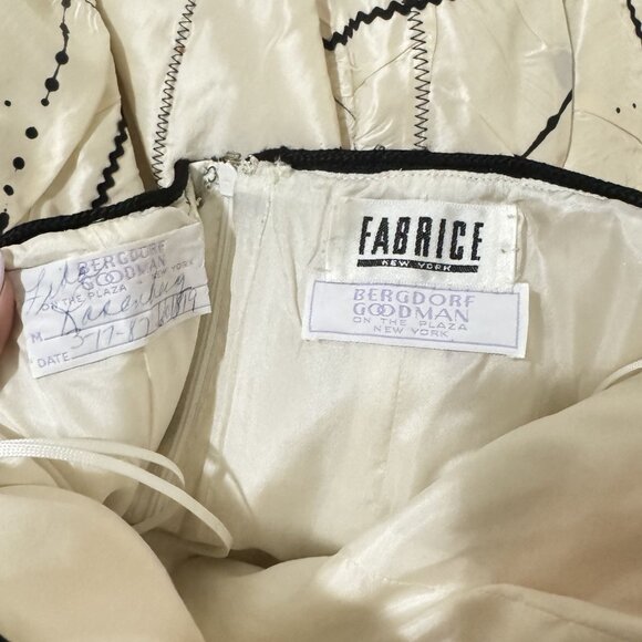 Vintage Fabrice Bergdorf Goodman 80s White Strapless Silk Silhouette Dress P - Picture 8 of 9